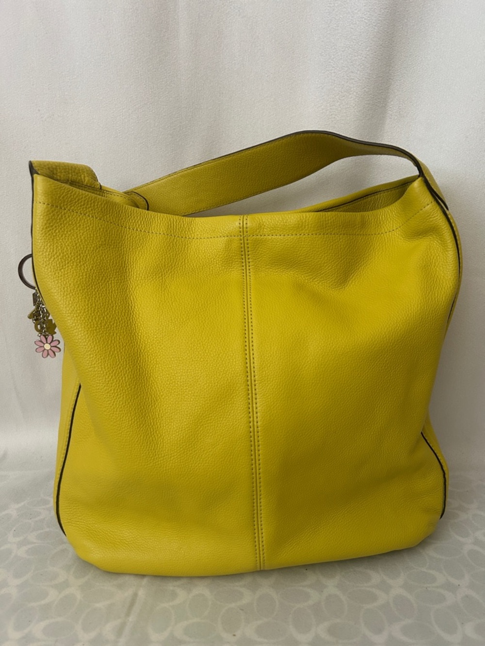 Coach Yellow Pebbled Leather Avery Hobo Tote Shoulder Bag with Purse Charms🌻🌻 - Picture 2 of 12